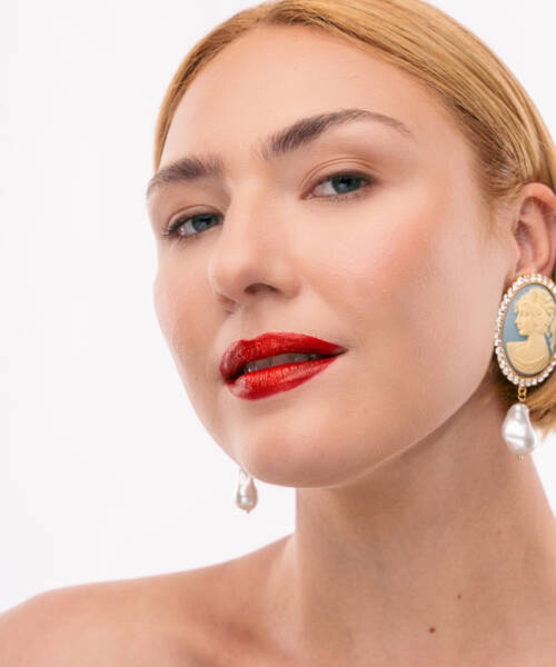 Σκουλαρίκια Cameo Γαλάζιο